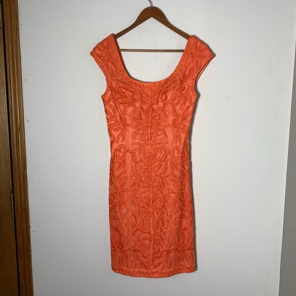 Womens Sue Wong Orange Embroidered Cocktail Dress, Size 4 EUC! - Picture 1 of 4